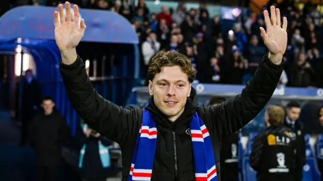 New Rangers signing Andreas Skov Olsen is unveiled to Ibrox Stadium during a Scottish Gas Scottish Cup Fourth Round match between Rangers and Annan Athletic at Ibrox Stadium, on January 16, 2026,
