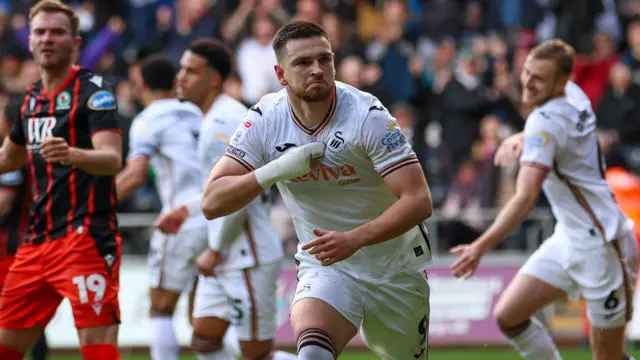 Zan Vipotnik celebrates against Blackburn in February 