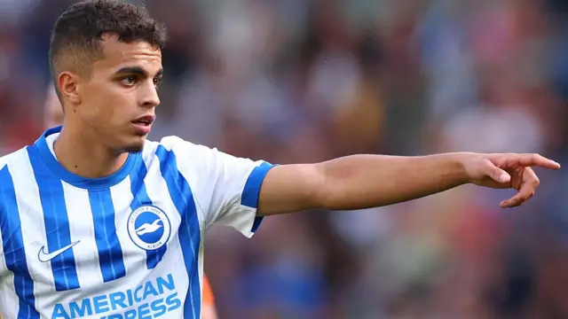 Yasin Ayari points while in action for Brighton