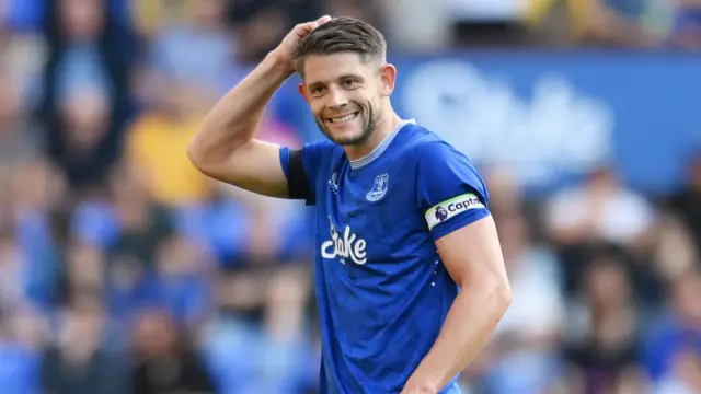 James Tarkowski reacts after Everton defeat