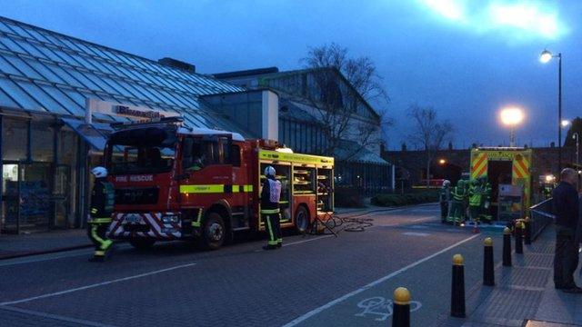 Fire and ambulance crews at Exeter Riverside Leisure Centre