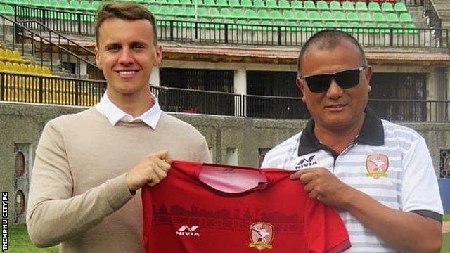 Thimphu City boss Josh Shepherd (left) and club president Hishey Tshering