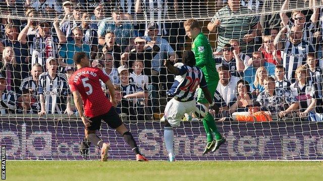 Romelu Lukaku scores for West Brom against Manchester United