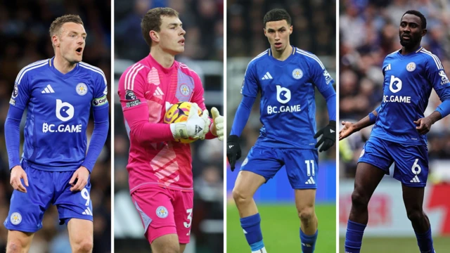 Jamie Vardy, Mads Hermansen, Bilal El Khannouss and Wilfred Ndidi