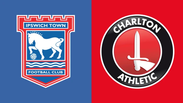 The club badges of Ipswich Town and Charlton Athletic