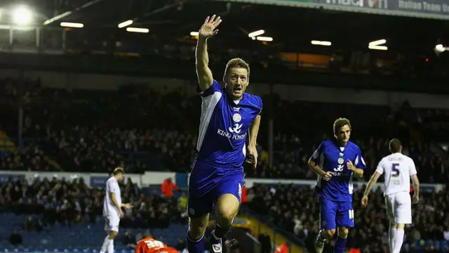 Steve Howard of Leicester celebrates scoring his teams second goal during the npower Championship match between Leeds United and Leicester City at Elland Road on October 19, 2010