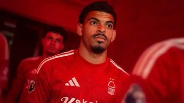 Morgan Gibbs-White in Nottingham Forest's 2024-25 home kit