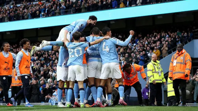 Manchester City team celebrating