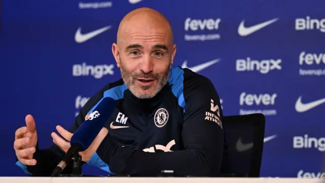 Chelsea boss Enzo Maresca during his pre-Leicester news conference