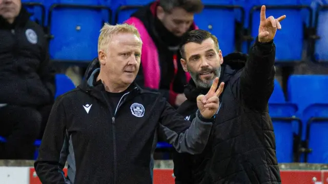 Motherwell assistant manager Stephen Frail and manager Stuart Kettlewell