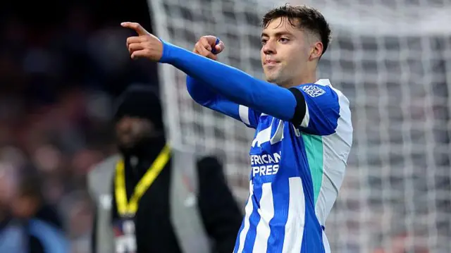 Stefanos Tzimas of Brighton and Hove Albion celebrates 