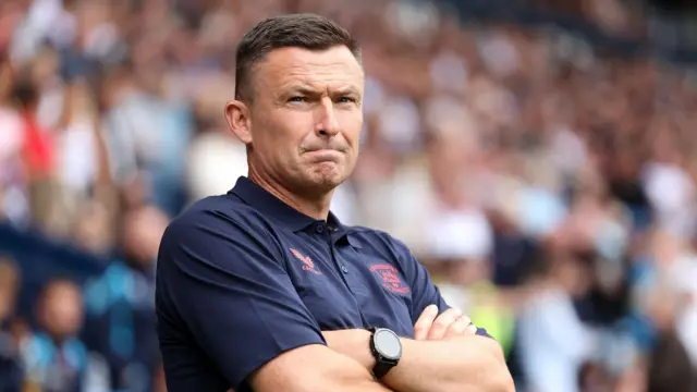 Preston North End boss Paul Heckingbottom watches his side with his arms crossed in their loss to Bolton on Saturday