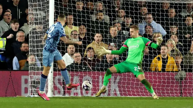 Lucas Digne of Aston Villa scores their winning goal