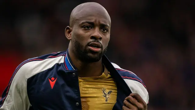 Jean-Phillipe Mateta wearing a Crystal Palace training top