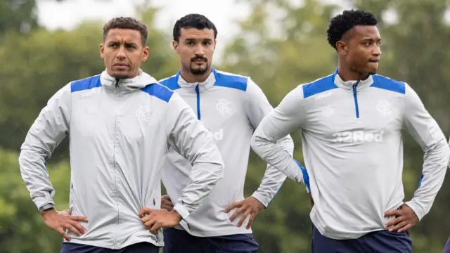 Rangers' James Tavernier, Jefte and Oscar Cortes