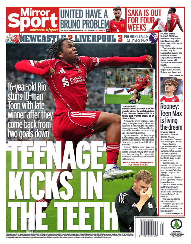 Daily Mirror back page