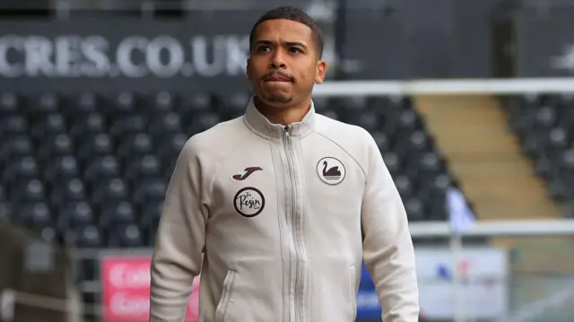 Manuel Benson arrives at a Swansea game 