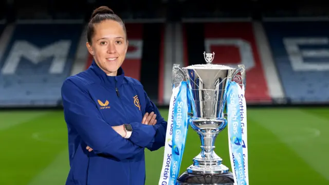 Jo Potter poses at Hampden with Scottish Cup trophy