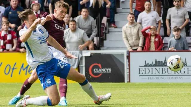 Rangers' Ben Davies and Hearts' James Penrice