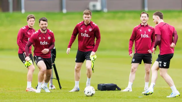 Hearts players in training