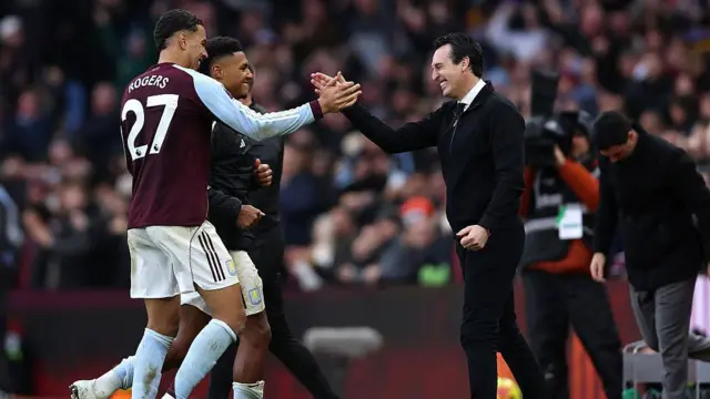 Morgan Rogers, Ollie Watkins and Unai Emery