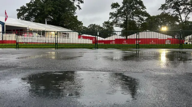 A wet putting green