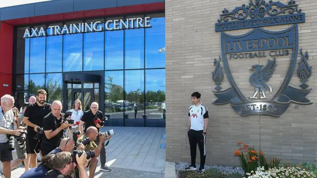 Andoni Iraola poses for photographs outside Liverpool's AXA Training Centre