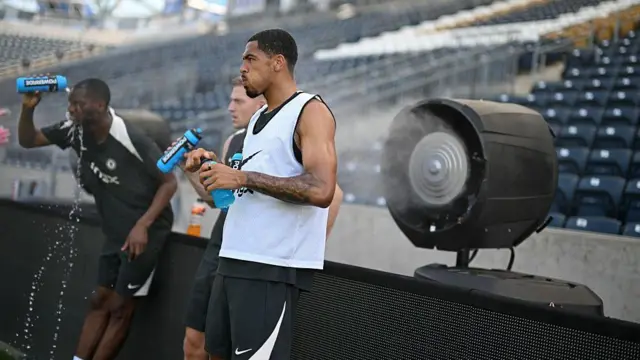  Levi Colwill cools down during a training session at Subaru Park