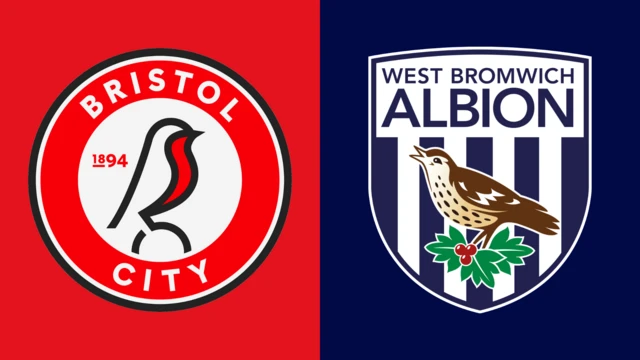 Side-by-side of Bristol City and West Bromwich Albion club badges