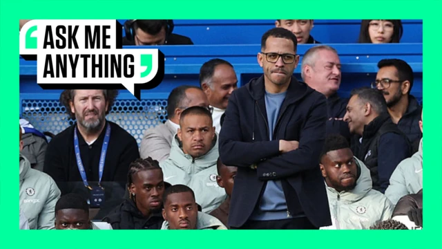 Liam Rosenior with his arms folded on the touchline - the image is surrounded by a green border with 'Ask me Anything' in the top corner