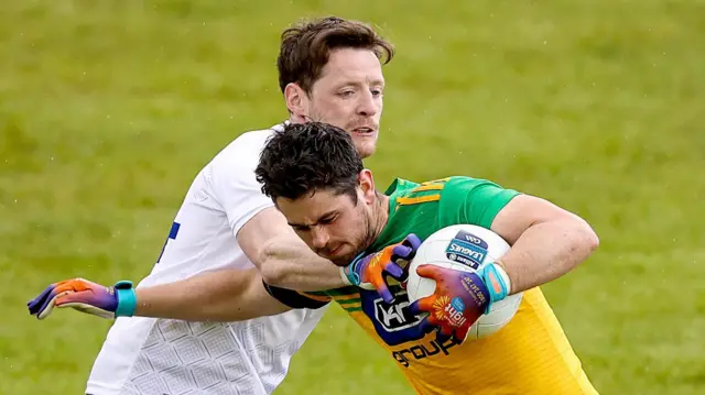 Conor McManus in action against Donegal's Ryan McHugh during his playing days 