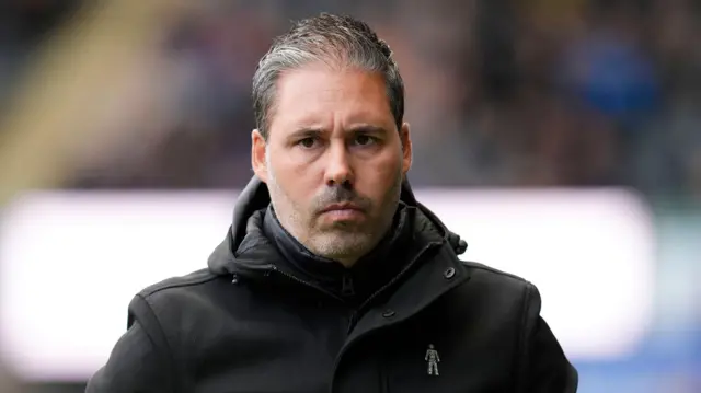Leicester City manager Marti Cifuentes looks concerned during his side's 1-1 draw against Portsmouth at the King Power Stadium on Saturday.