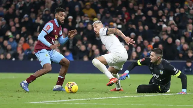 Tottenham Hotspur's Richarlison challenges Burnley's Hannes Delcroix and Arijanet Muric during the Emirates FA Cup Third Round