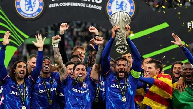 Reece James lifts Conference League trophy