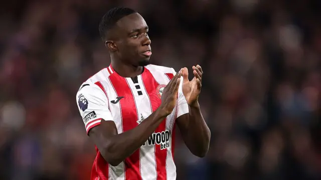 Michael Kayode of Brentford during the Premier League match between Brentford and Liverpool