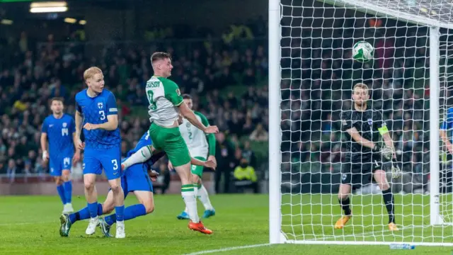 Evan Ferguson scores for Republic of Ireland against Finland