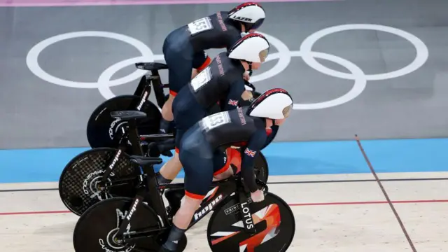 Team GB team sprint women's squad in action