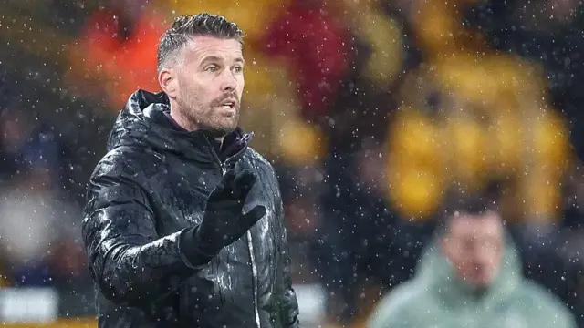 Rob Edwards, manager of Wolverhampton Wanderers, gestures