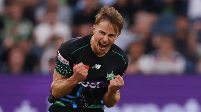 Tom Curran celebrates a wicket