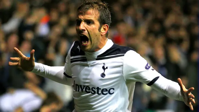 Rafael van der Vaart celebrates scoring for Tottenham