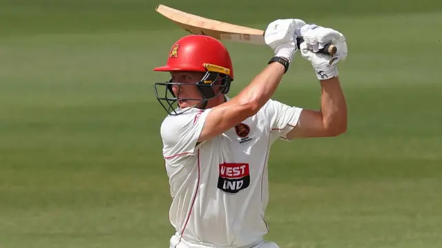 Nathan McSweeney strikes a boundary with a cut shot while in action for South Australia 