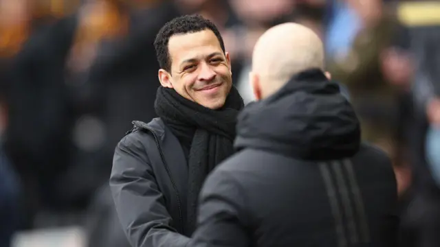 Liam Rosenior and Enzo Maresca shaking hands