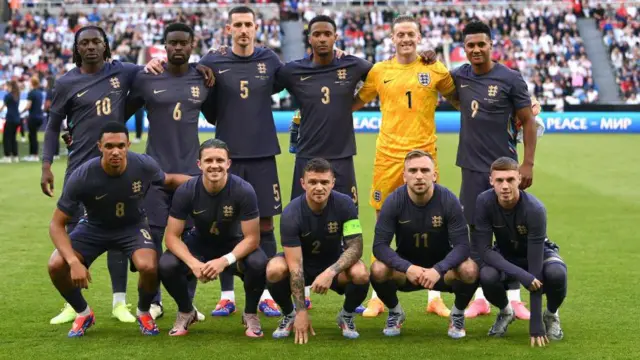 England team against Bosnia-Herzegovina