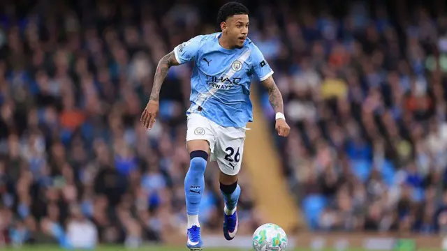 Savinho of Manchester City dribbling with the ball
