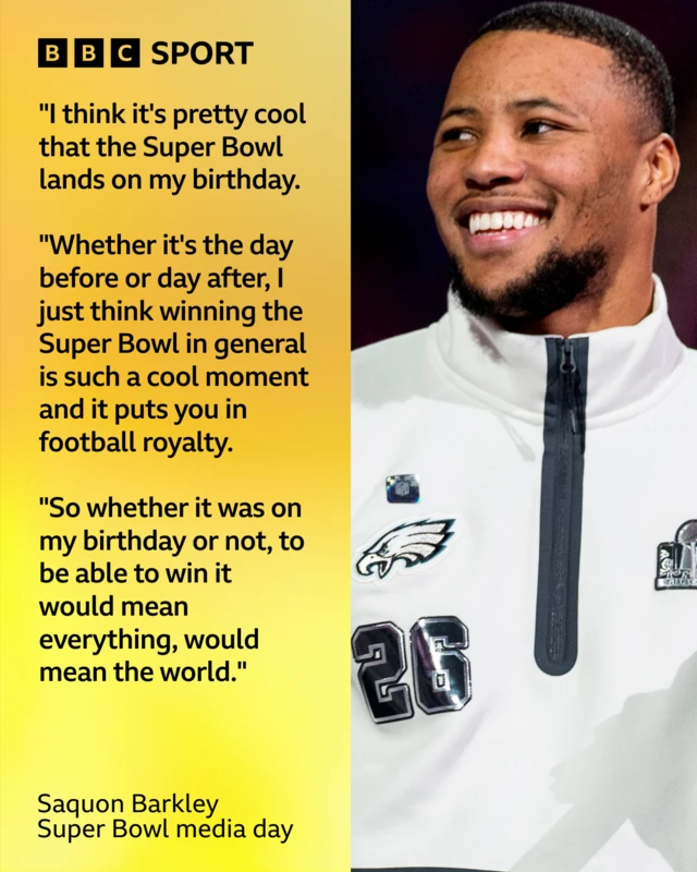 Saquon Barkley quotes on celebrating his birthday on Super Bowl Sunday