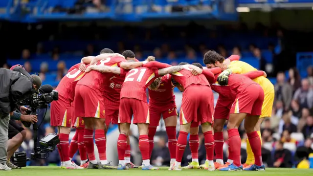 Liverpool players in a huddle