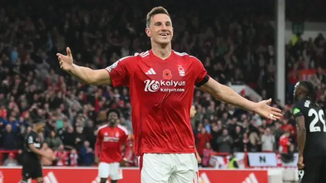 Chris Wood celebrates for Nottingham Forest