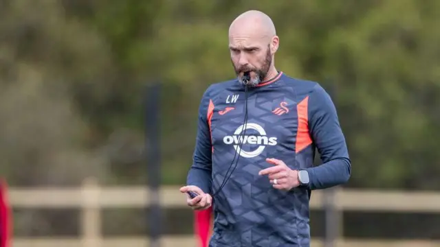 Luke Williams during Swansea training