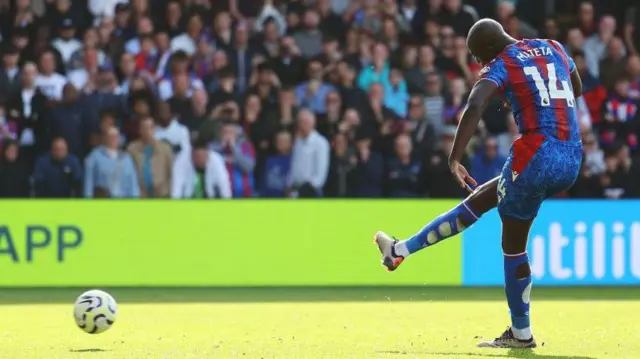 Jean-Philippe Mateta strokes home a penalty in Crystal Palace's 2-2 draw with Leicester City at Selhurst Park