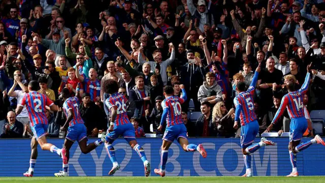 Palace players celebrate with the fans
